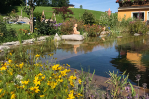 Naturbadeteich in St. Koloman im Sommer – BioVitalHotel Sommerau