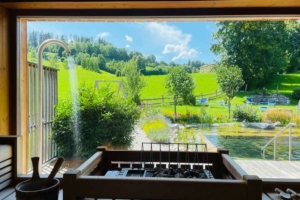 Ausblick aus der Finnischen Sauna – Biohotel Sommerau